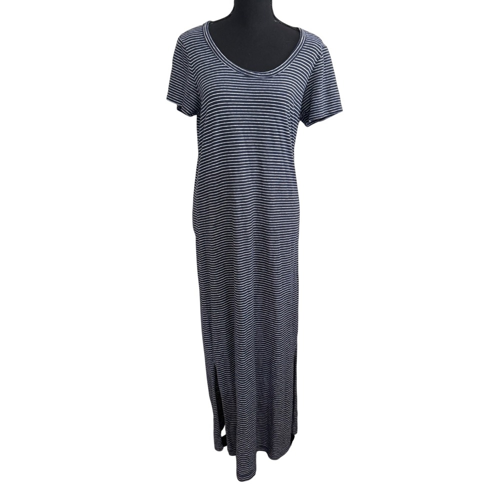 Old Navy Womens Blue Striped Linen Blend Maxi Dress Large Coastal Nautical